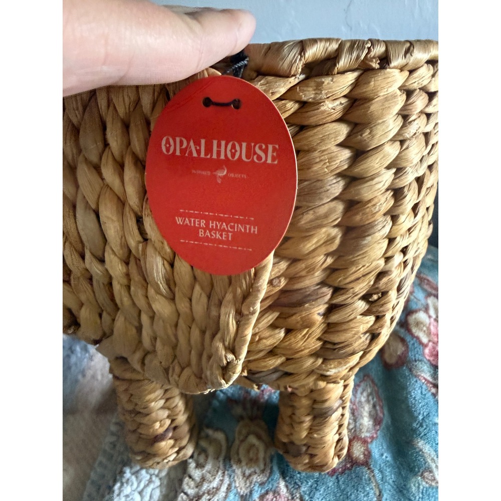Opalhouse Elephant Water Hyacinth Basket Natural Woven Storage Boho Nursery New - Picture 5 of 6